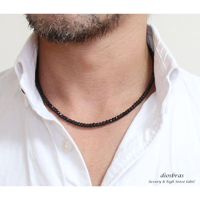 DiosBrasブラックスピネル シルバーネックレス925 ブラックスピネル 4mm ネックレス 馬蹄 ホースシュー シルバー925