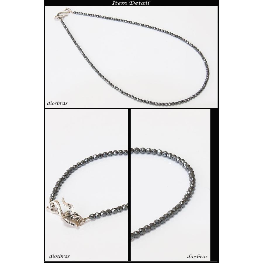 ヘマタイト 3mm ネックレス 馬蹄 ホースシュー シルバー925 