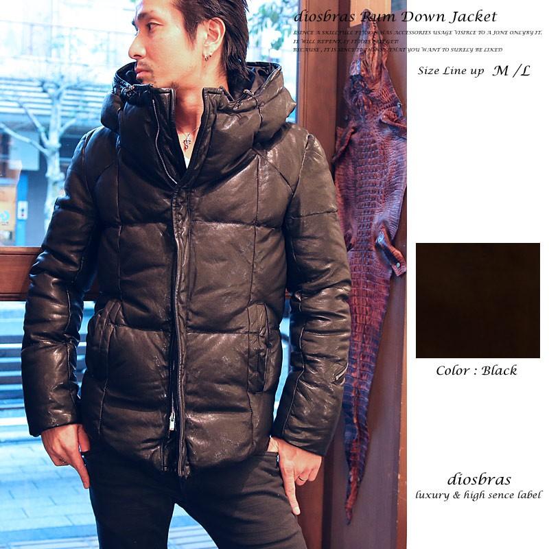 レザーダウンジャケット メンズ ライダースジャケット 本革 ラムスキン