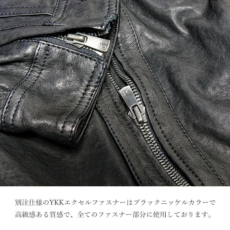 シングル ライダース　レザージャケット メンズ ライダース ジャケット 本革 ラムスキン メンズの画像