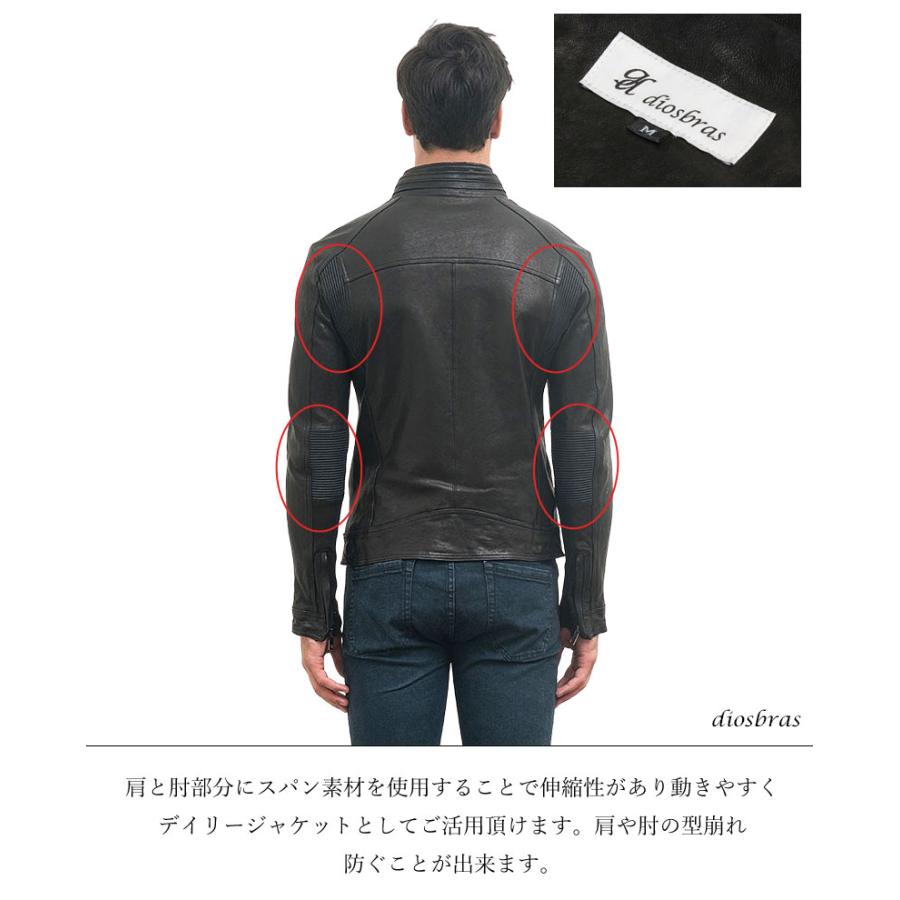 シングル ライダース　レザージャケット メンズ ライダース ジャケット 本革 ラムスキン メンズの画像