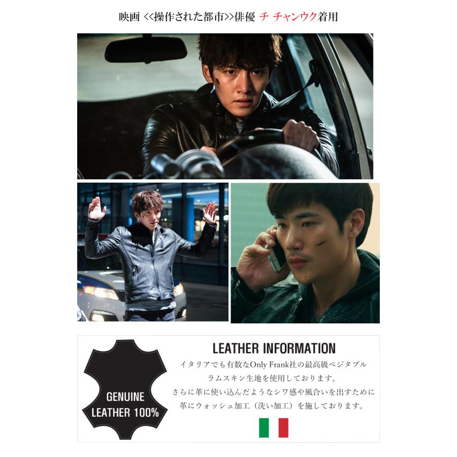 シングル ライダース　レザージャケット メンズ ライダース ジャケット 本革 ラムスキン メンズの画像
