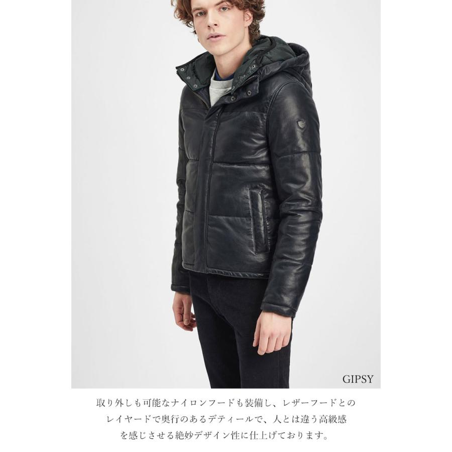 GIPSY ラム シープ スキン レザー ダウンジャケット フード