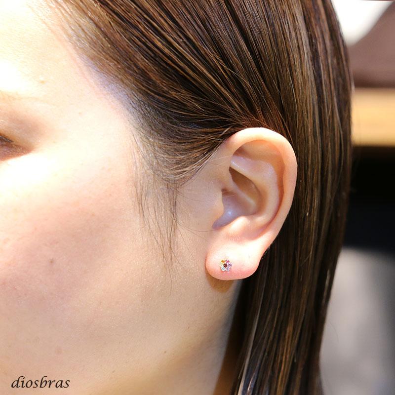 K10 ピアス 七つの宝石 10金 10k ガーネット アメジスト ロードナイト