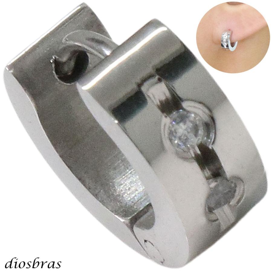 CD ロゴ付き シルバー フープピアス ステンレス フープピアス ジルコニア シルバー 金属アレルギー対応