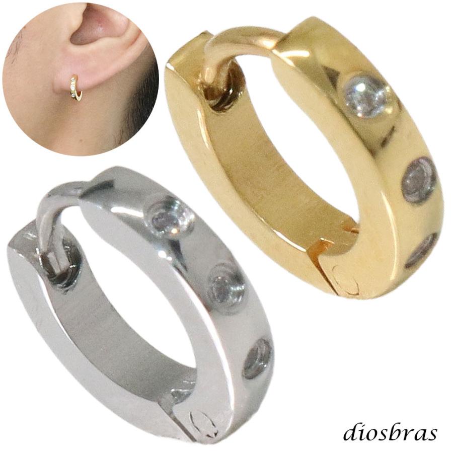 ゴールド シルバー フープピアス ネックレス セット ステンレス フープピアス 3連ジルコニア シルバー ゴールド 金属