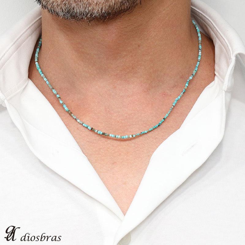 ターコイズ ネックレス 2mm シルバー925 チェーン 天然石