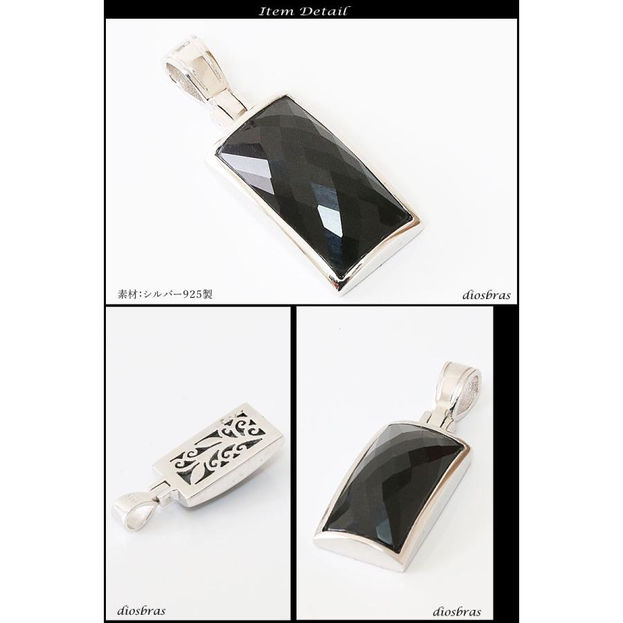 シルバー925 オニキス オニキス ペンダント トップ ブリリアントカット スクエア 四角