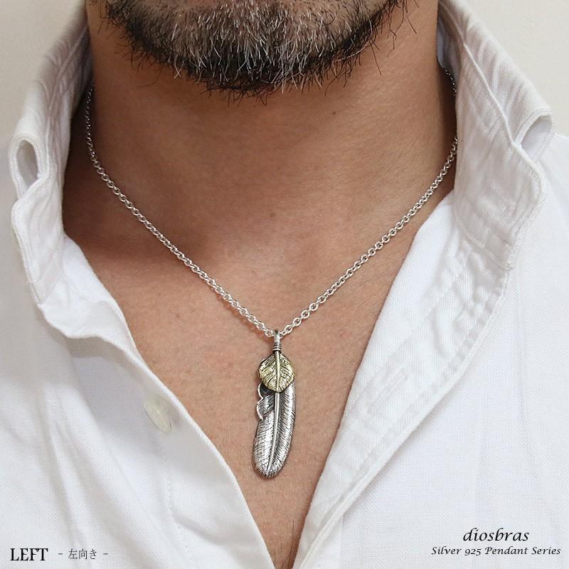 シルバー925 フェザー トップ フェザーネックレス ハンドメイド