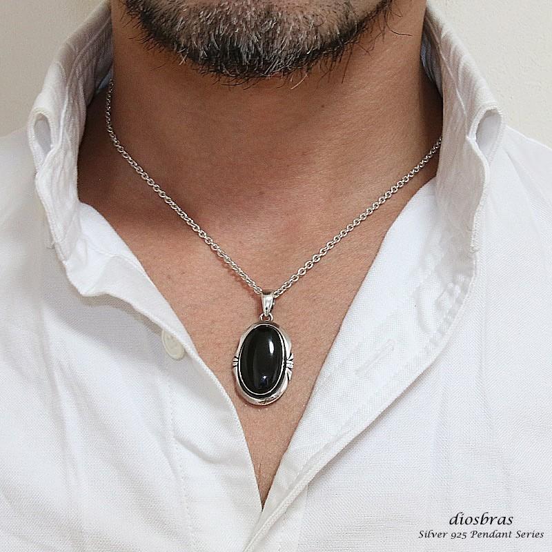 ナバホオニキスペンダントトップインディアンジュエリーネックレス