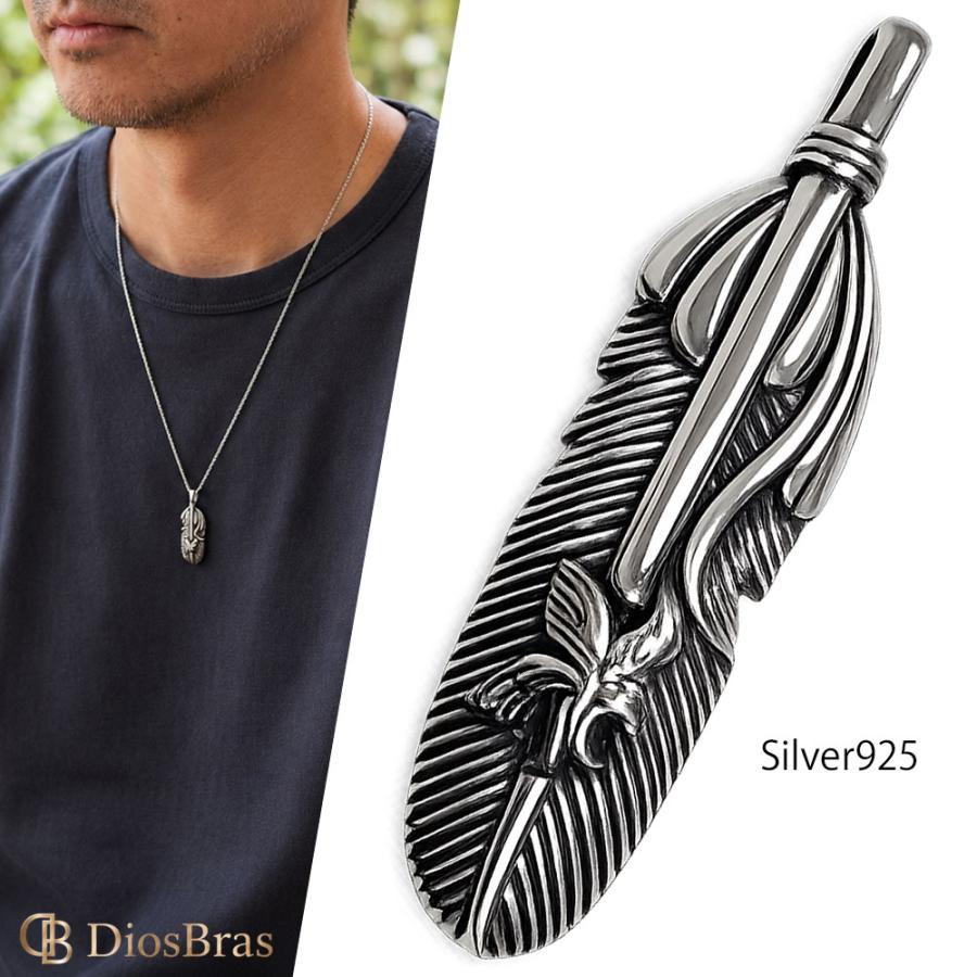 シルバー925 トップ フェザーネックレス インディアンジュエリー