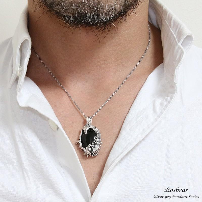 蠍 オニキス ペンダント トップ ネックレス シルバー 925 蠍 オニキス ペンダント トップ ネックレス シルバー 925