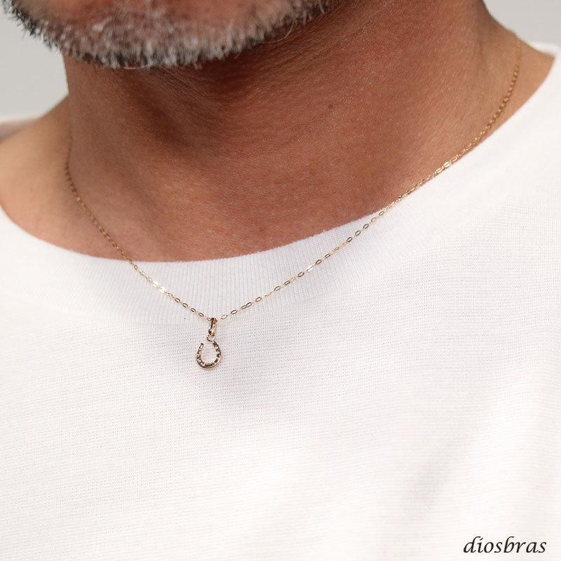 馬蹄　ホースシュー ペンダント k18 シンプル ゴールド 18k メンズ レディース 18金 アズキ チェーン トップ ネックレス あずきの画像