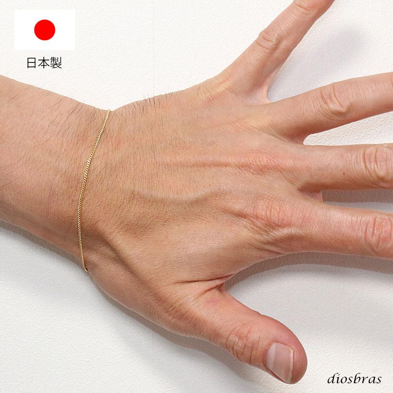 k18 喜平1mm ブレスレット k18 18金 喜平チェーン 1mm幅 キヘイ あずきチェーン ブレス