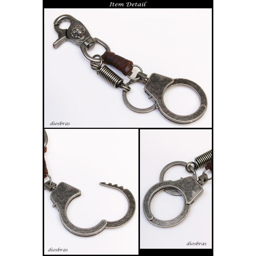 キーフック キーホルダー レザー 手錠 スカル ドクロ 亜鉛合金製