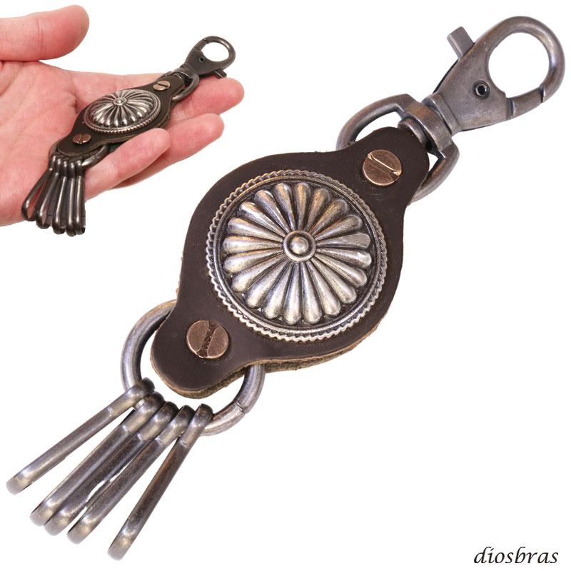ナグァールキーホルダー キーフック キーホルダー レザー ナバホ インディアン 亜鉛合金製