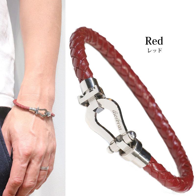 レザーブレスレット 本革 馬蹄 ホースシュー ブレス 牛革 バングル