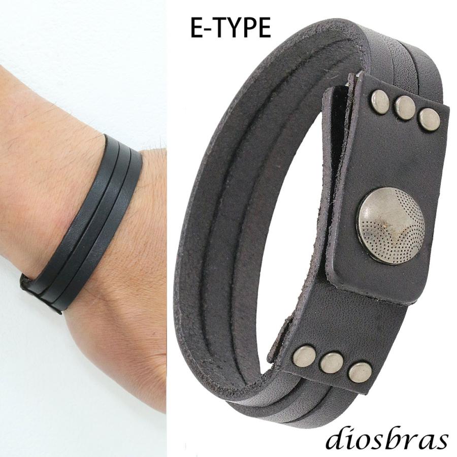 ブレスレット メンズ レザー ブレス スタッズ 3重 2重 2連ブレス