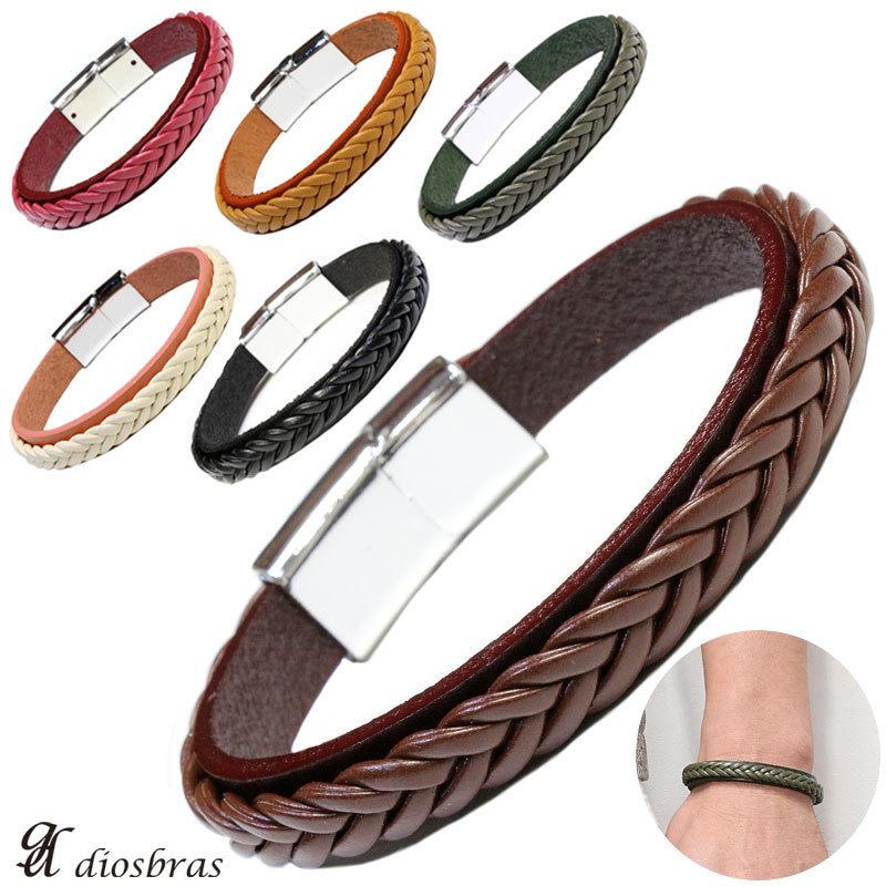 ブレスレット メンズ レザー ブレス 四つ編み 八つ編み 三つ編み 全6種類 本革 革 バングル レザーブレスレット アメカジ サロン キレカジ ピューター製 Lsb 56 Tara Diosbras ディオブラス 通販 Yahoo ショッピング