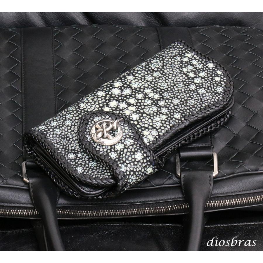 長財布 バイカーズウォレット イバラエイ 本革 カットスティングレー スター エイ革 コンチョ 革財布 ロングウォレット 梅花皮 かいらぎ メンズ ガルーシャの画像