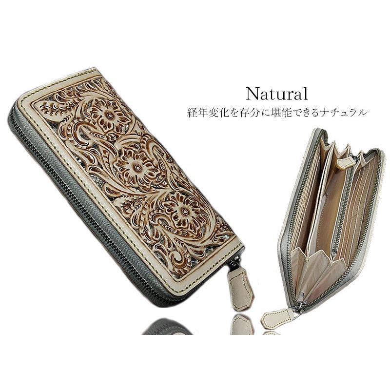 カービング ラウンドファスナー 財布 ラウンドジップ 長財布 本革