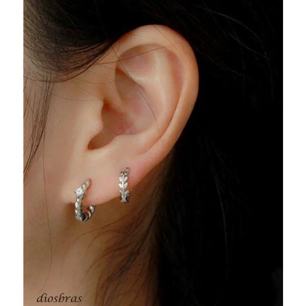 リーフ 葉っぱ ピアス フープ ユニセックスピアス リングタイプ 片方