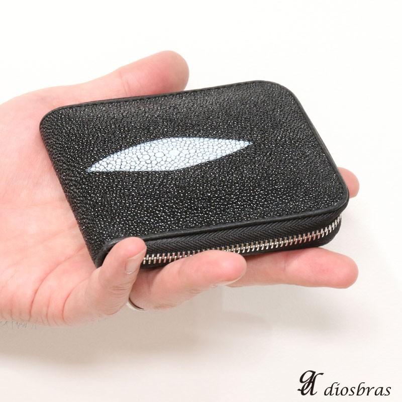 ラウンドジッパー ミニ財布 スティングレイ 小銭入れ 本革 シンプル