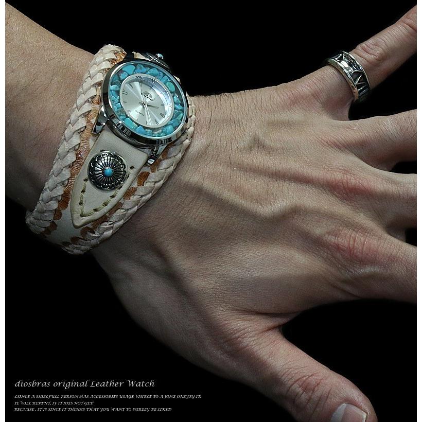 腕時計 メンズ ターコイズ オニキス 時計 レザーブレス ウォッチ 本革