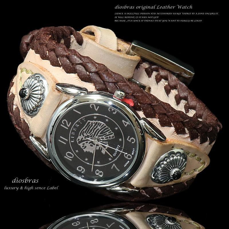 腕時計 メンズ ターコイズ オニキス 時計 レザーブレス ウォッチ 本革