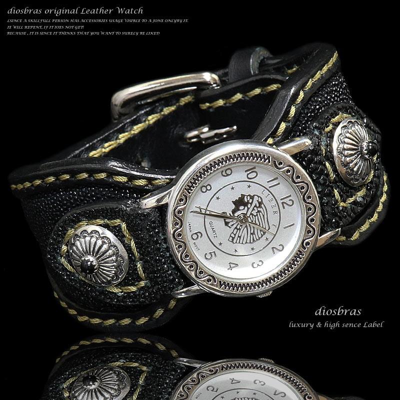 腕時計 メンズ ターコイズ オニキス 時計 レザーブレス ウォッチ