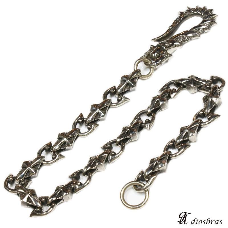 シルバー ウォレットチェーン クロス 十字架 メンズ ピューター製