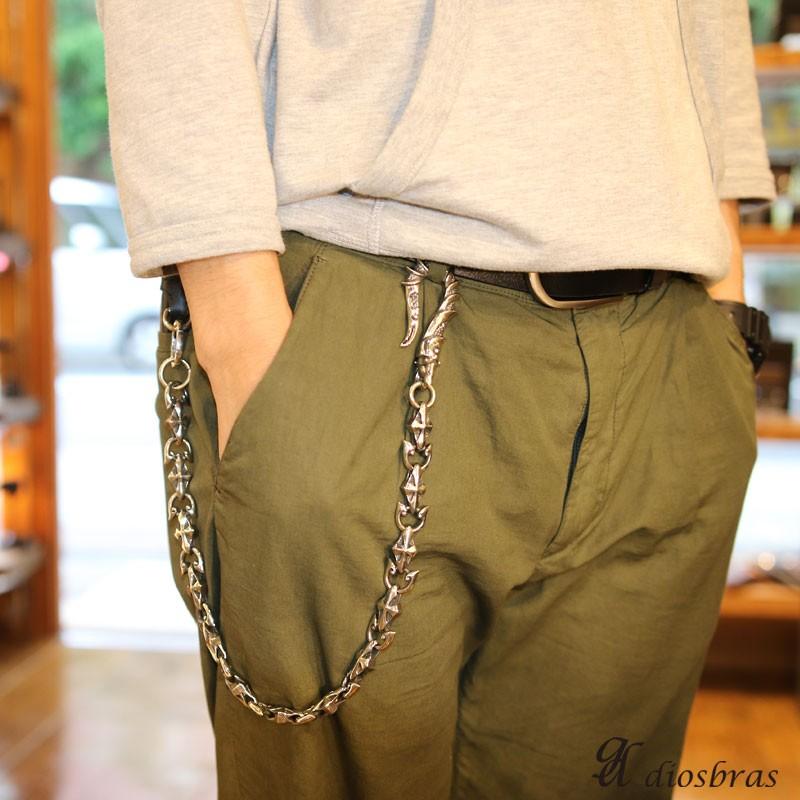 シルバー ウォレットチェーン クロス 十字架 メンズ ピューター製