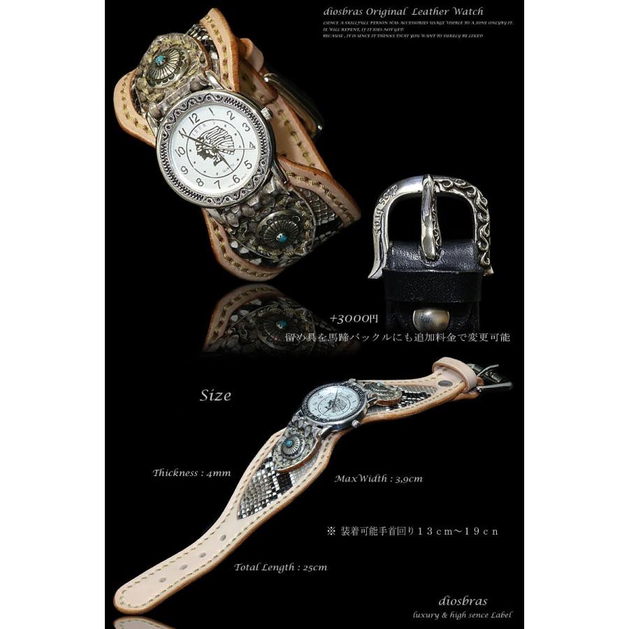 腕時計 メンズ ターコイズ オニキス 時計 レザーブレス ウォッチ 蛇革