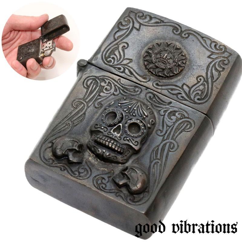 メキシコ シュガースカル マヤ文明太陽神 アンティーク スカル ZIPPO