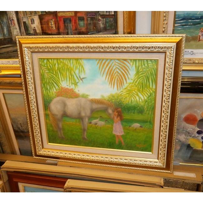 インテリア絵画 油絵 山路京子 作 Botanical Garden 8号サイズ 贈り物