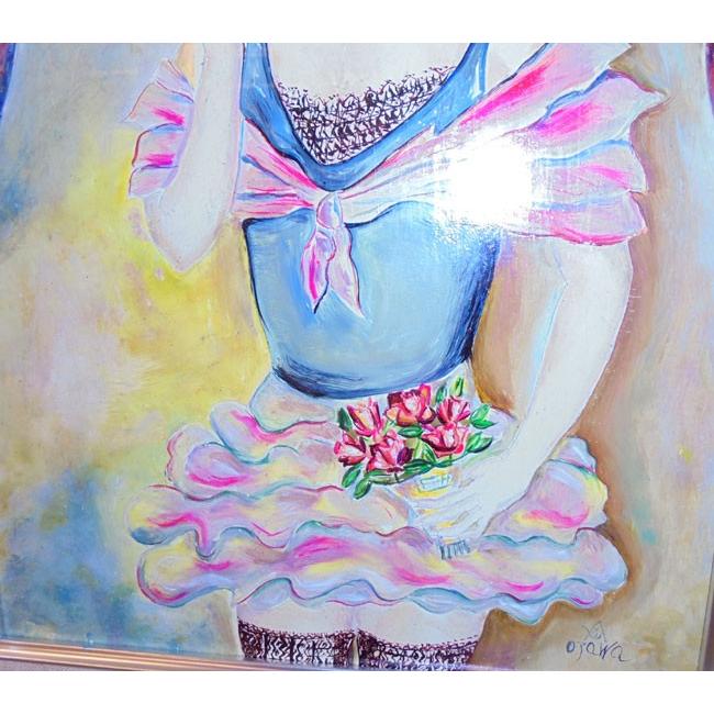 インテリア 人物絵画 油絵 小澤勇寿郎 作「踊り子」 P6号サイズ
