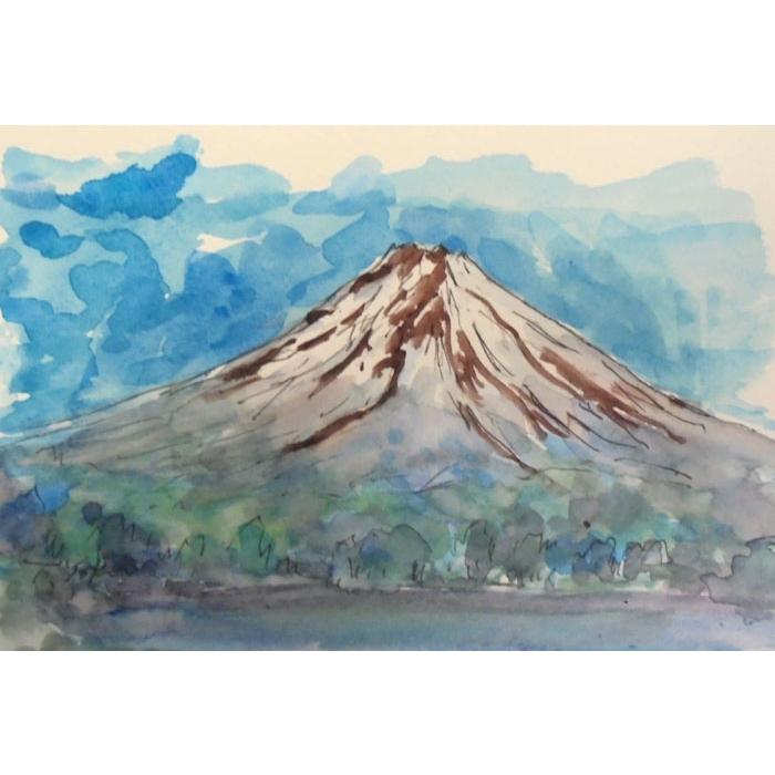 富士山の絵画 水彩画 横尾武之 作 「富士山・朝霧高原(2)」 風景 富士山の絵画 水彩画 横尾武之 作 「富士山・朝霧高原(2)」 風景