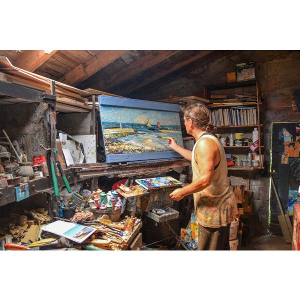 玄関におすすめの絵画 フランス風景 アクリル画 パスカル（フランス） 「パリの街 サンジェルマン・デ・プレ教会」 インテリア |  | 01