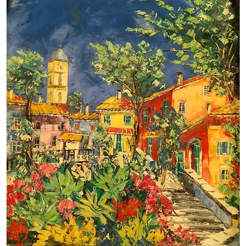 油絵 絵画 マルコ 作 庭の花 イタリア風景画 リビング インテリア 定価400000円 | 