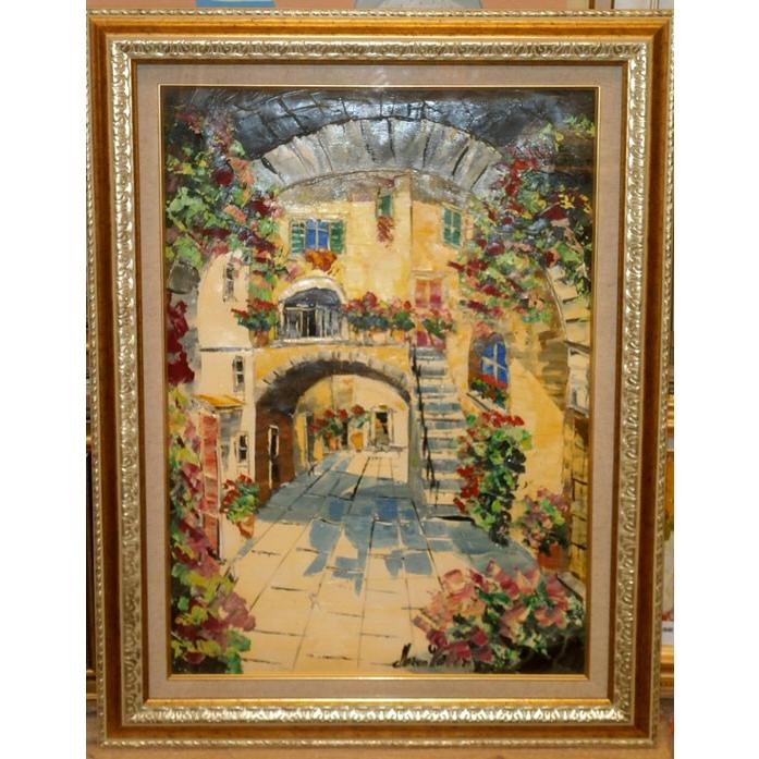 油絵 絵画 マルコ 作 イタリア・ボルゲット 風景画 インテリア 定価280000円 | 