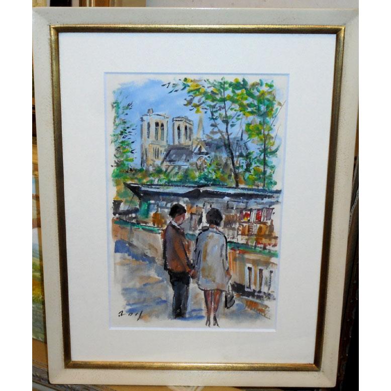 パスカル　油絵 絵画 水彩・アクリル 作品 パスカル（フランス） 「パリの恋人たち