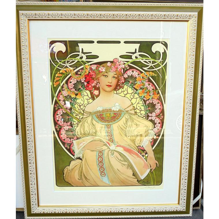 絵画 シルクスクリーン版画 ミュシャ 「夢想」インテリア 80cm 絵画 シルクスクリーン版画 ミュシャ 「夢想」インテリア 80cm