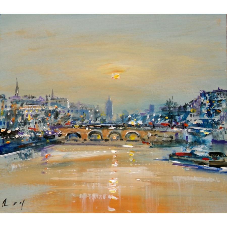 風景油絵 絵画 油彩画 パスカル（フランス） 「パリの街・セーヌ川」 インテリア リビング | 