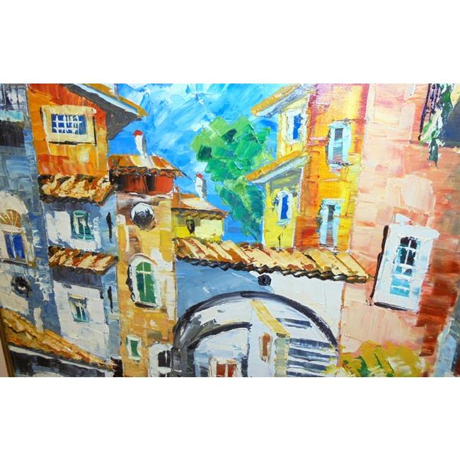 油絵 絵画 マルコ 作 イタリア風景 「アーチのある路地・旧市街 油絵 絵画 マルコ 作 イタリア風景 「アーチのある路地・旧市街