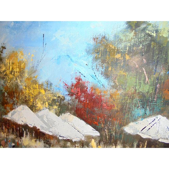 ハンガリー風景 絵画 油絵 ルイス 作 「ブダペストの市場」 風景画 