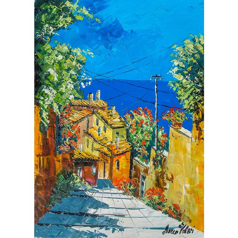 油絵 絵画 マルコ 作 「イタリア風景・アマルフィ」 リビング インテリア | 