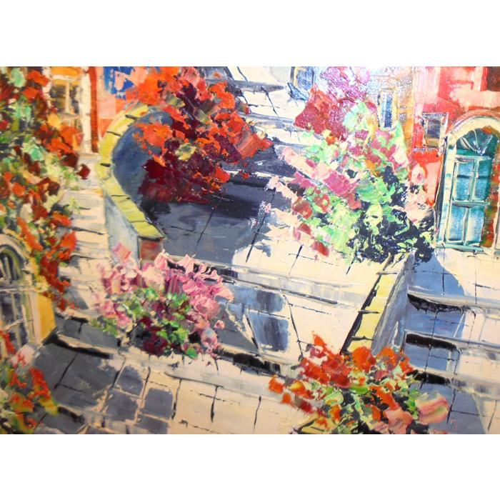 (定価400,000円) イタリア油絵 絵画 マルコ 作 イタリア旧市街風景 「アーチと階段のある風景」 インテリア リビング｜dipint｜03