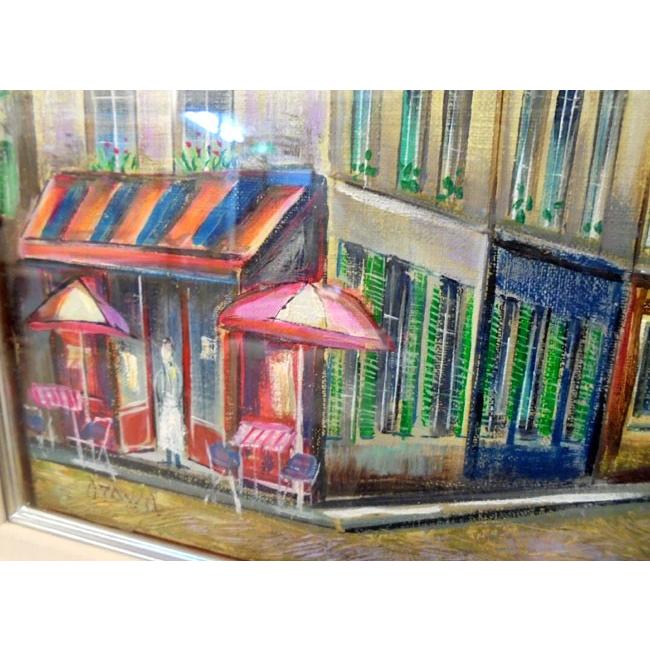 絵画 油絵 小澤勇寿郎 作 モンマルトルのレストラン 6号サイズ