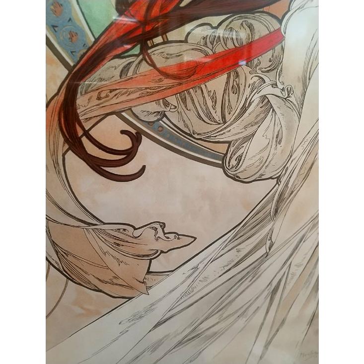 ミュシャ 絵画 シルクスクリーン版画 ミュシャ 「音楽」インテリア  84cm×60cmの画像