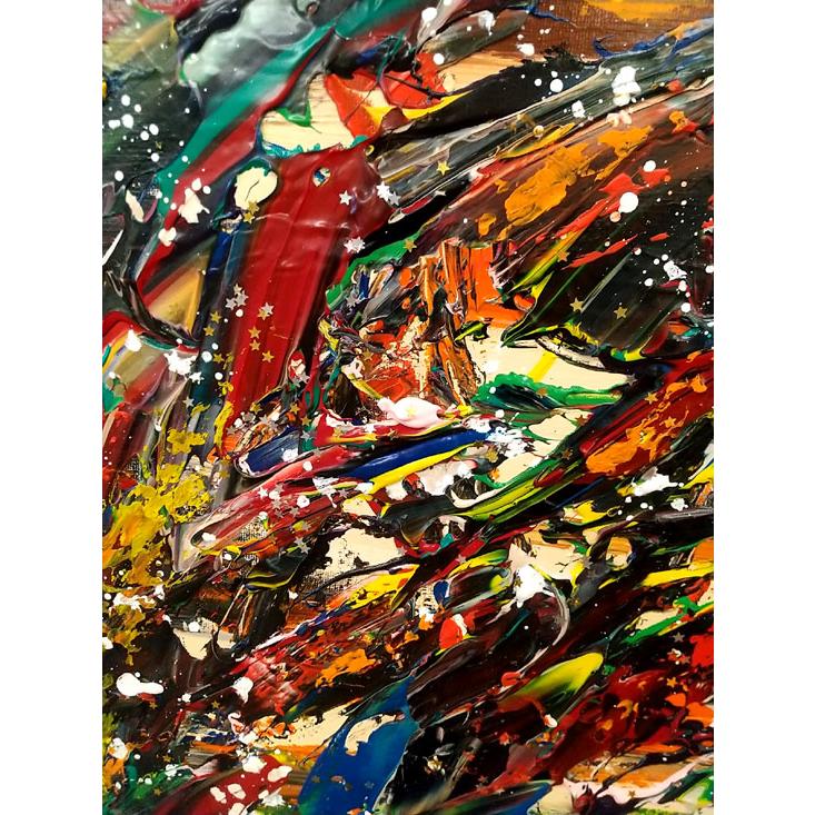 絵画 アクリル画 ジャンピエール・ジュモー（フランス）「抽象的な花